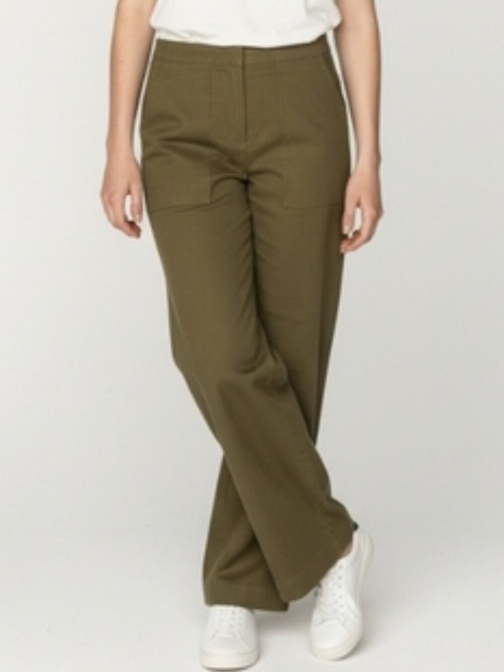 Zara SZ M Olive Green Straight Leg Flat Front Stretch Preppy Ankle Pants